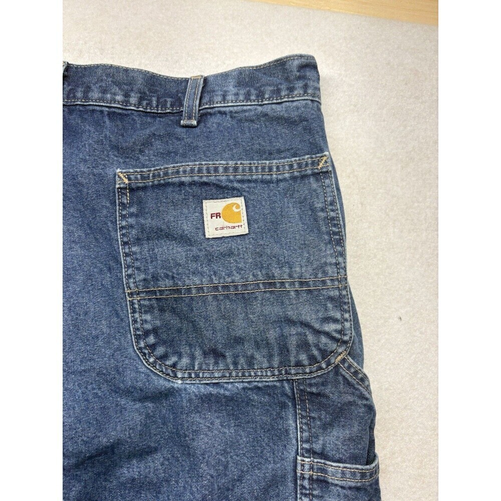 Carhartt FRB13-DNM Flame Resistant FR Denim Logger Jeans Mens 36x32 Original Fit - Picture 5 of 6